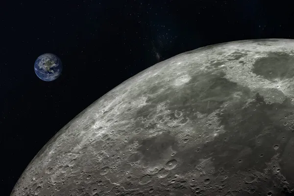 Планета Земля и Луна, элементы этого изображения, представленной НАСА — стоковое фото