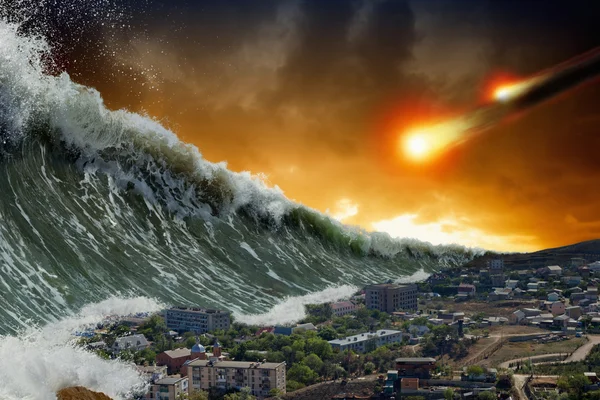 Волны цунами, астероида Стоковое Изображение