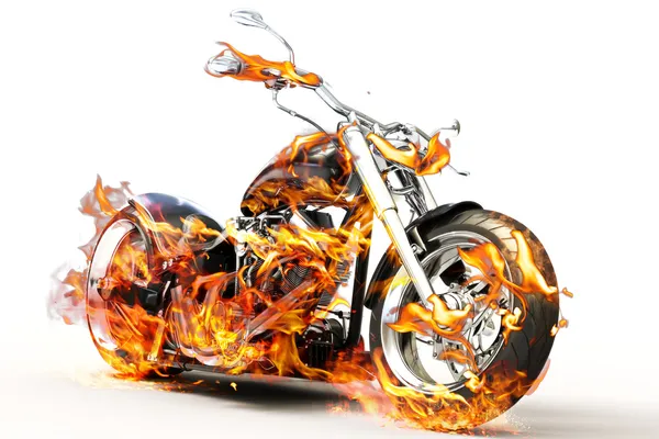Горячий горящий велосипед с огнем — стоковое фото