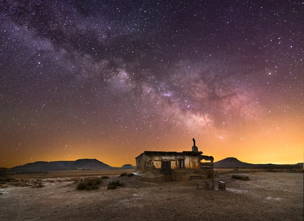 Пастух домик пустыни ночью Лицензионные Стоковые Фото