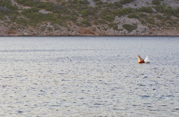 Оранжевый буев на синей воде — стоковое фото