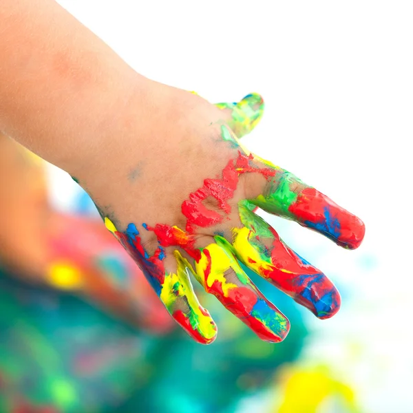 Красочные окрашенные младенческой рука — стоковое фото