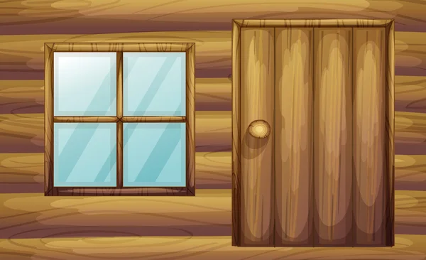 Окна и двери межкомнатные деревянные Стоковая Иллюстрация