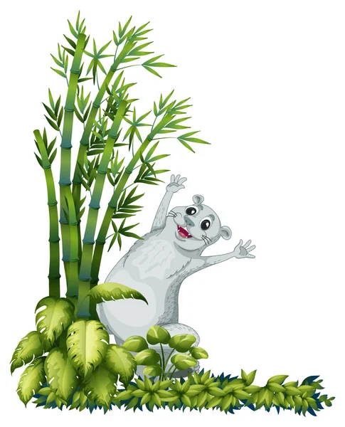 Веселый животных рядом с бамбук дерево Лицензионные Стоковые Иллюстрации