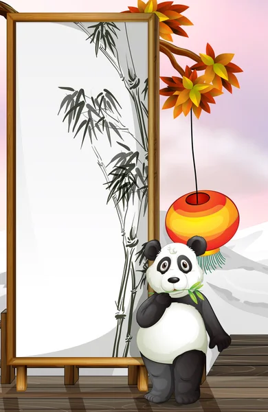 Панда с рамкой, разработанный бамбука Лицензионные Стоковые Иллюстрации