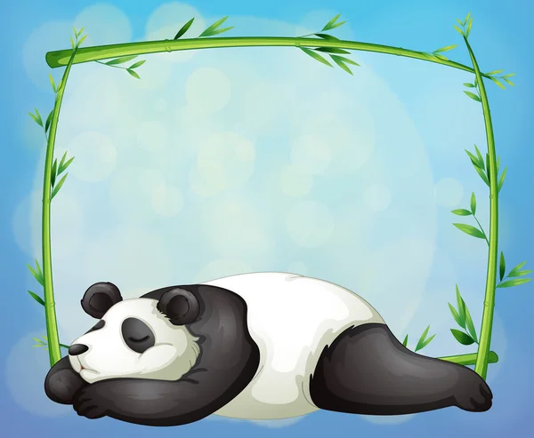 Спящая панда и пустая рамка из бамбука Лицензионные Стоковые Иллюстрации