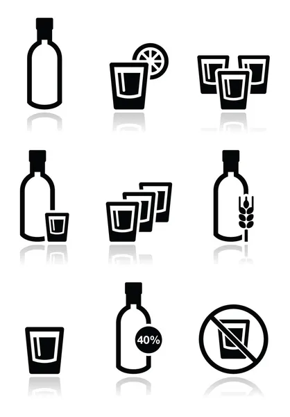 Набор иконок крепкий алкоголь водка, — стоковый вектор