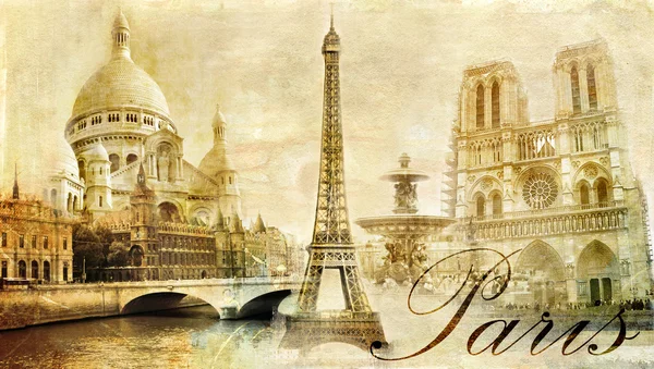 Старый красивый Париж - артистический клипарт от моего старинного сериала — стоковое фото