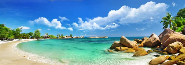 Тропический рай - Сейшельские острова, панорамный вид Стоковое Фото