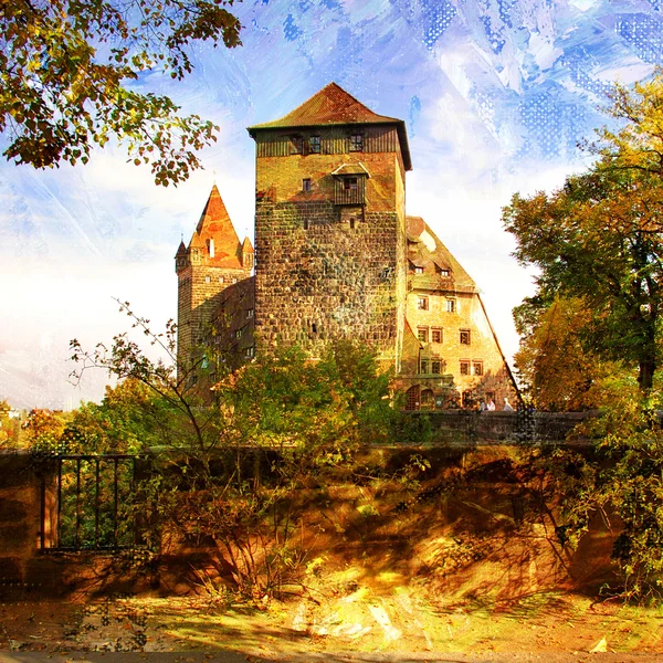Средневековый замок в Германии - произведениями искусства в стиле живописи — стоковое фото