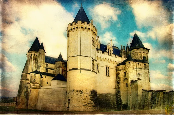 Средневековый Замок Сомюр - художественный стиль ретро фотография — стоковое фото