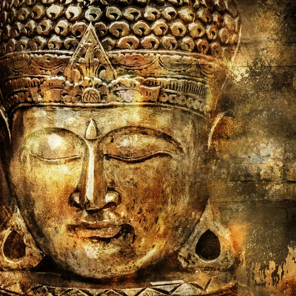 Художественный фон в восточном стиле с головы Будды — стоковое фото