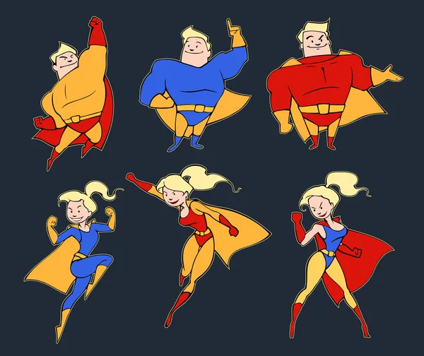 Различные супергерои Стоковый Вектор