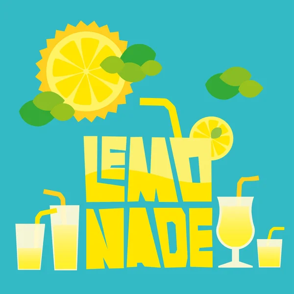 Надпись лимонад с бокалами лимонада — стоковый вектор