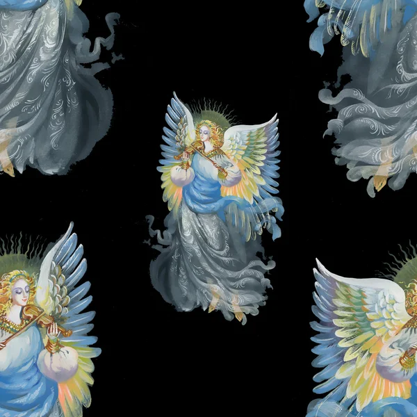 Красивые ангелы с крыльями бесшовный фон — стоковое фото