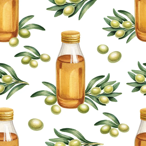 Шаблон с акварелью оливки — стоковое фото
