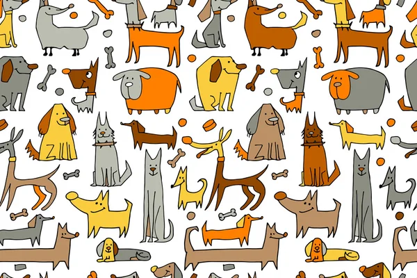 Коллекция Смешные собаки, бесшовный фон для вашего дизайна — стоковый вектор