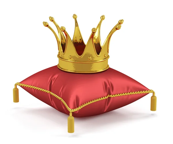 Король Золотой короны на красный подушку — стоковое фото