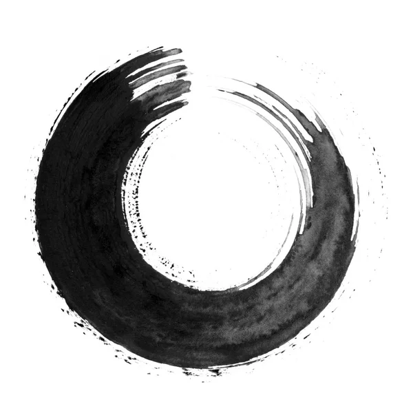 Черный круглый каллиграфический мазок кисти — стоковое фото