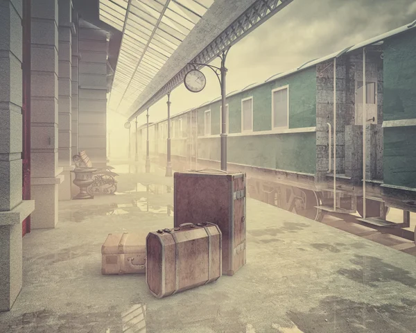 Ретро железнодорожный вокзал — стоковое фото