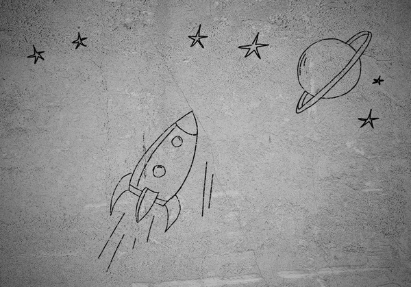 Мультфильм космическая ракета — стоковое фото