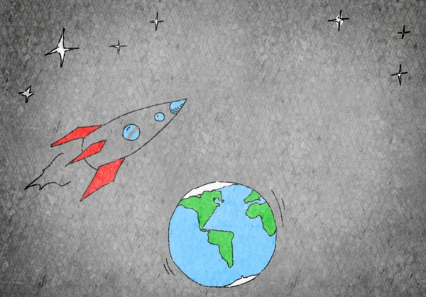 Мультфильм космическая ракета — стоковое фото