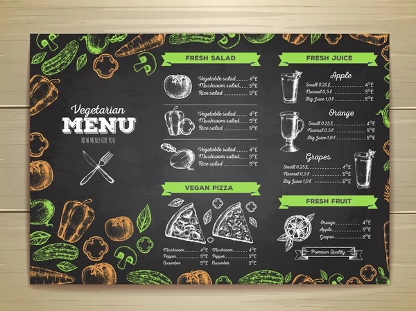 Винтаж Мел рисования вегетарианское питание меню дизайн — стоковый вектор