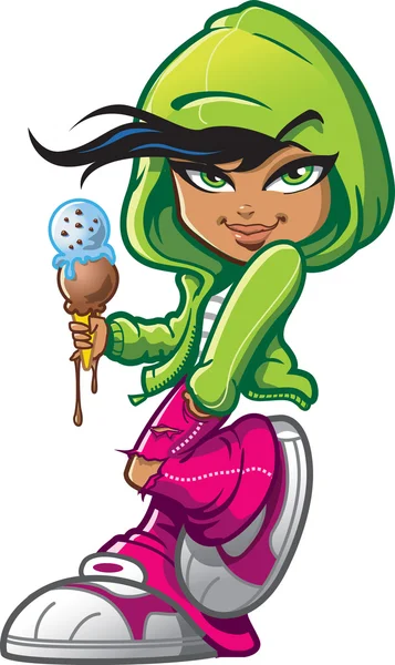 Девушка с конус мороженого — стоковый вектор