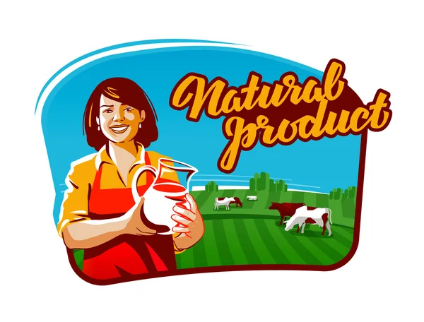 Коровье молоко векторный логотип. молочница, фермер или фермы значок — стоковый вектор