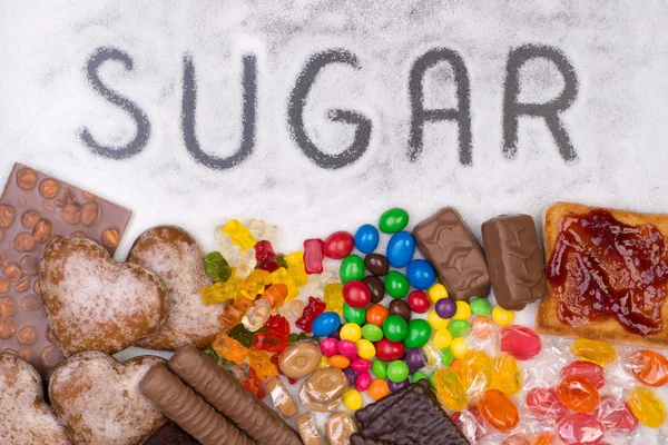 Пищевые продукты, содержащие сахар — стоковое фото