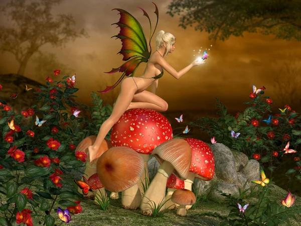 Эльфийская красивая женщина в сказочный лес — стоковое фото