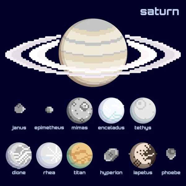 Ретро минималистичный набор Сатурна и спутников — стоковый вектор