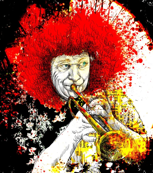 Musician: Trumpet Player (mixed mdia art) — стоковое фото