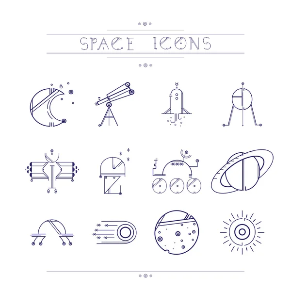 Space icons modern line style vector — стоковый вектор