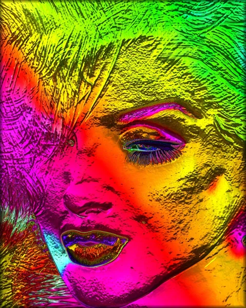 Красочный современный цифрового искусства, поп или панк-искусство стиля блондинка — стоковое фото