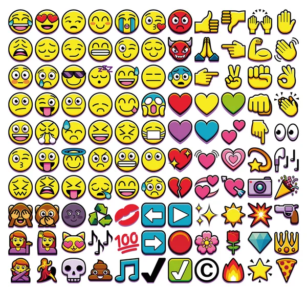 Набор различных 110 Emojis, изолированные на белом фоне — стоковый вектор