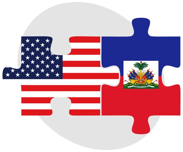 США и Гаити флаги в головоломка — стоковый вектор