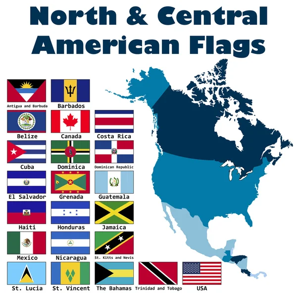 Северный и центральноамериканский флаг установлен — стоковый вектор