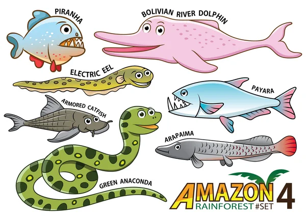 Милый мультфильм животных и птиц в районах Амазонки Су — стоковое фото