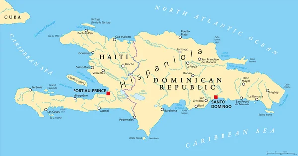 Политическая карта Гаити с Гаити и Доминиканская Республика — стоковый вектор