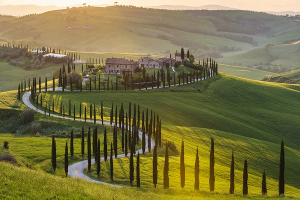 Панорамный вид в весенний день в итальянский сельский пейзаж — стоковое фото