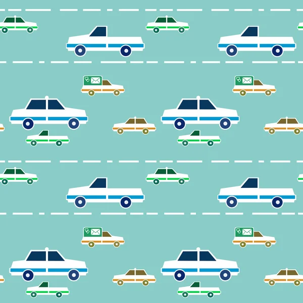 Бесшовный фон с автомобилями, мультфильм — стоковое фото