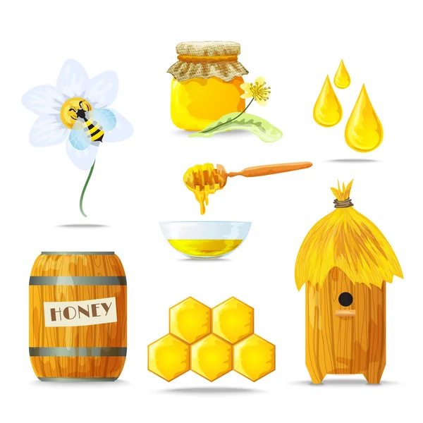 Набор иконок мед — стоковый вектор
