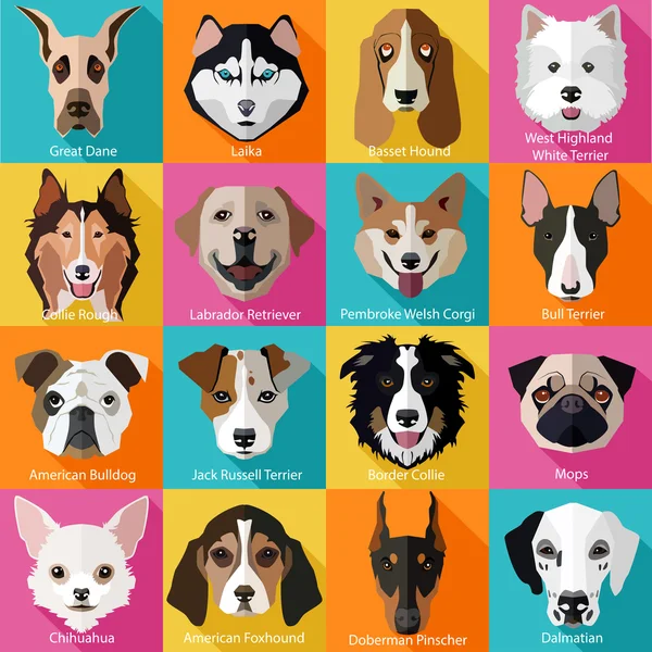 Популярные породы символов собак — стоковый вектор