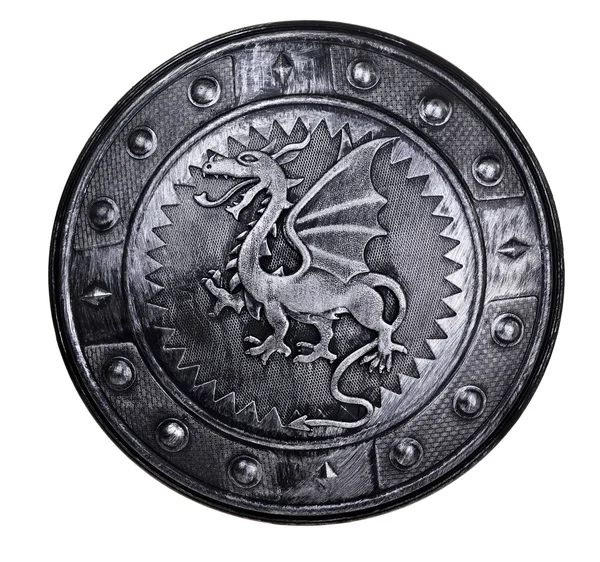 Круглый щит с знак дракона — стоковое фото