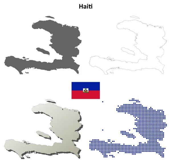 В наборе карт пустой подробный план Гаити — стоковый вектор