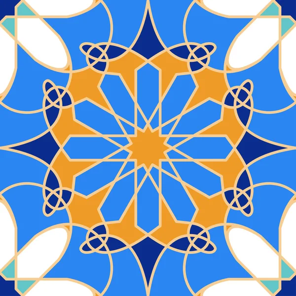 Великолепная бесшовный фон из голубой марокканских плиток, орнаменты. Может использоваться для обоев, узорные заливки, фон веб-страницы, текстуры поверхности — стоковый вектор