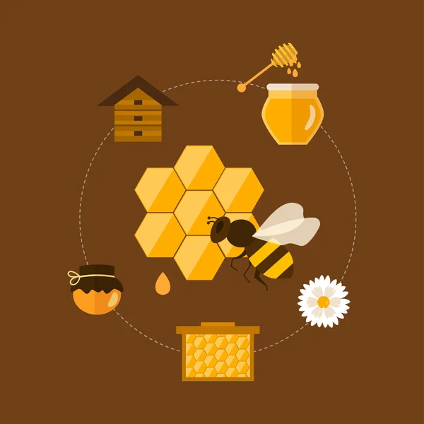 Органический мед и иконки — стоковый вектор