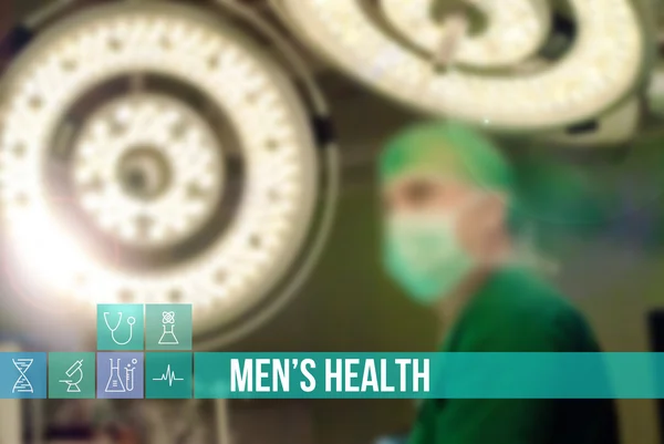 Мужчины здравоохранения медицинской концепции изображение с иконами и врачи на фоне — стоковое фото