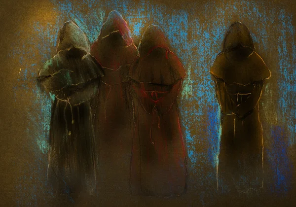 Четыре средневековых монахов — стоковое фото